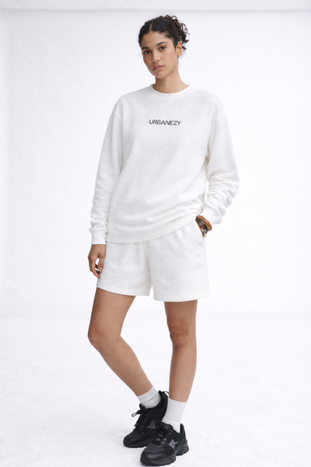 Waffle knit t-shirt from Urbanezy India featuring textured cotton fabric and relaxed unisex fit