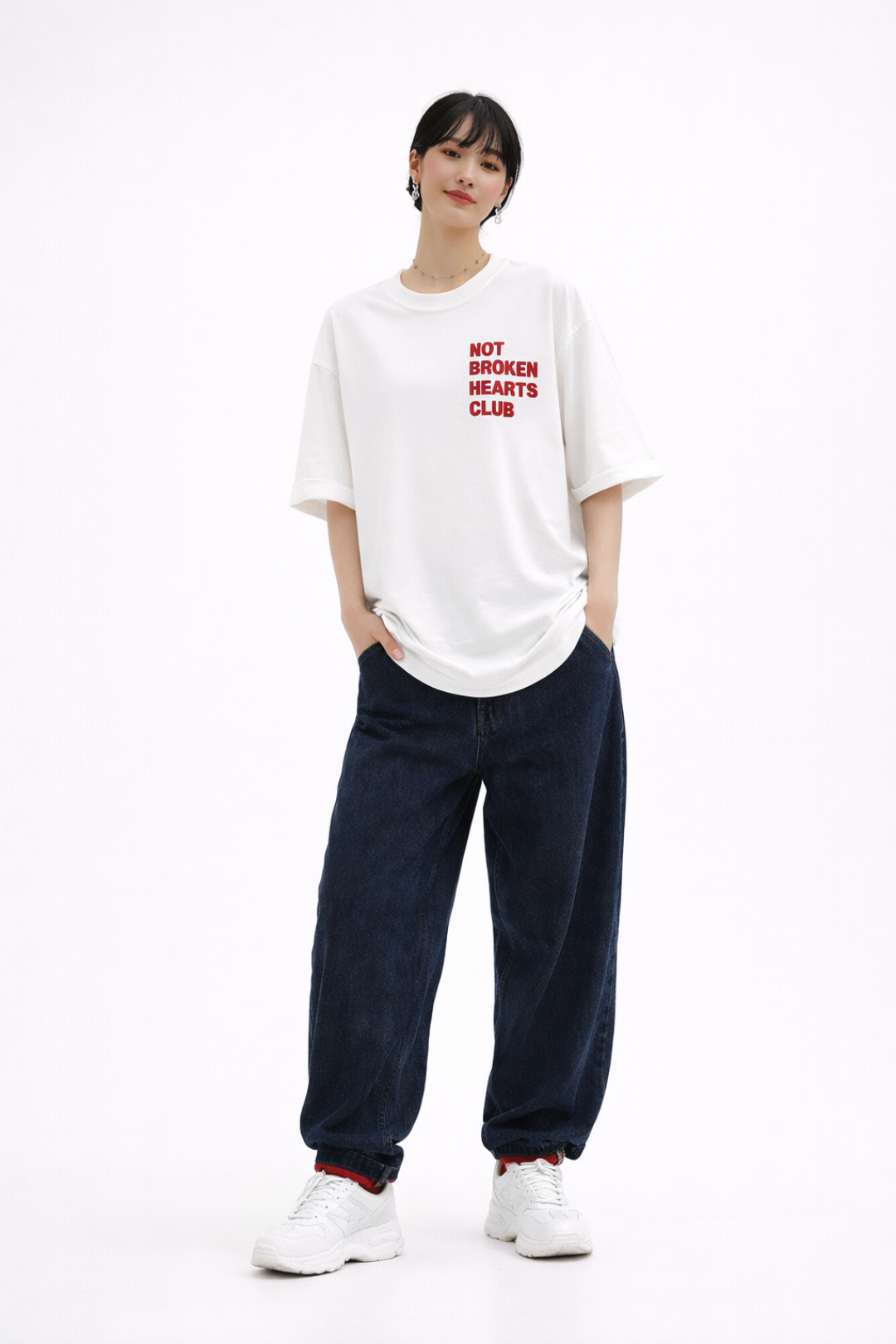 Cotton oversized t-shirt for women with bold print from Urbanezy India