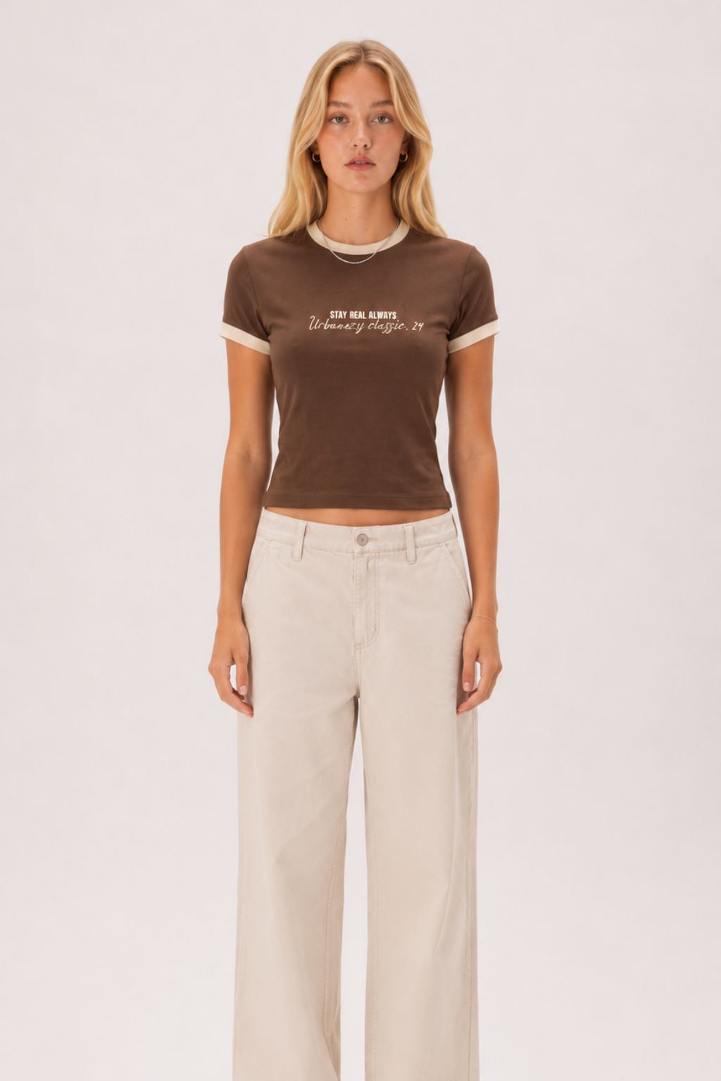 Brown Signature Ringer T-shirt