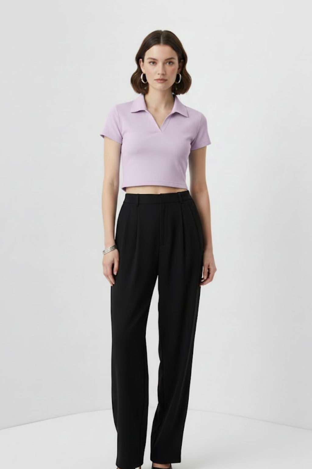 Women Lilac Cotton Polo T-shirt