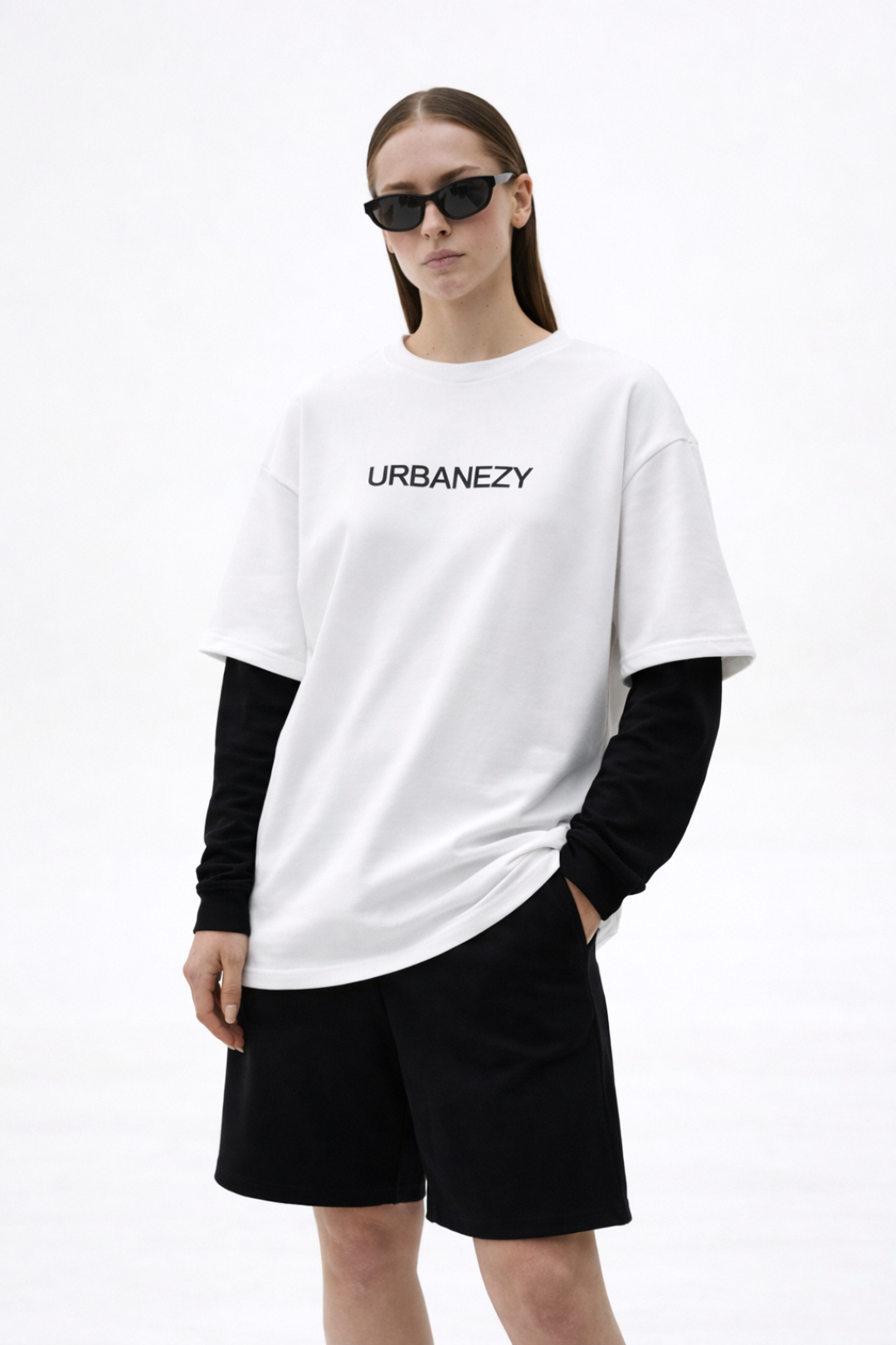 Unisex oversized t-shirt India with layered attached sleeves by Urbanezy India streetwear