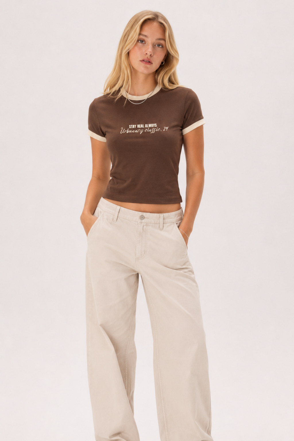 Brown Signature Ringer T-shirt