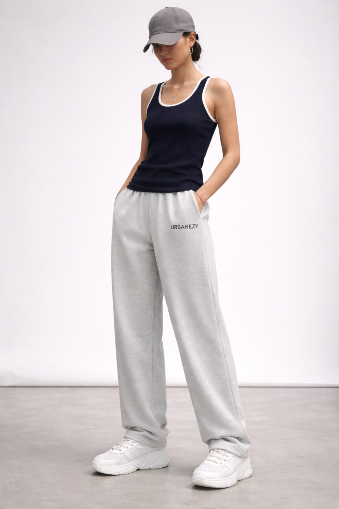 Grey Cotton Joggers for Women