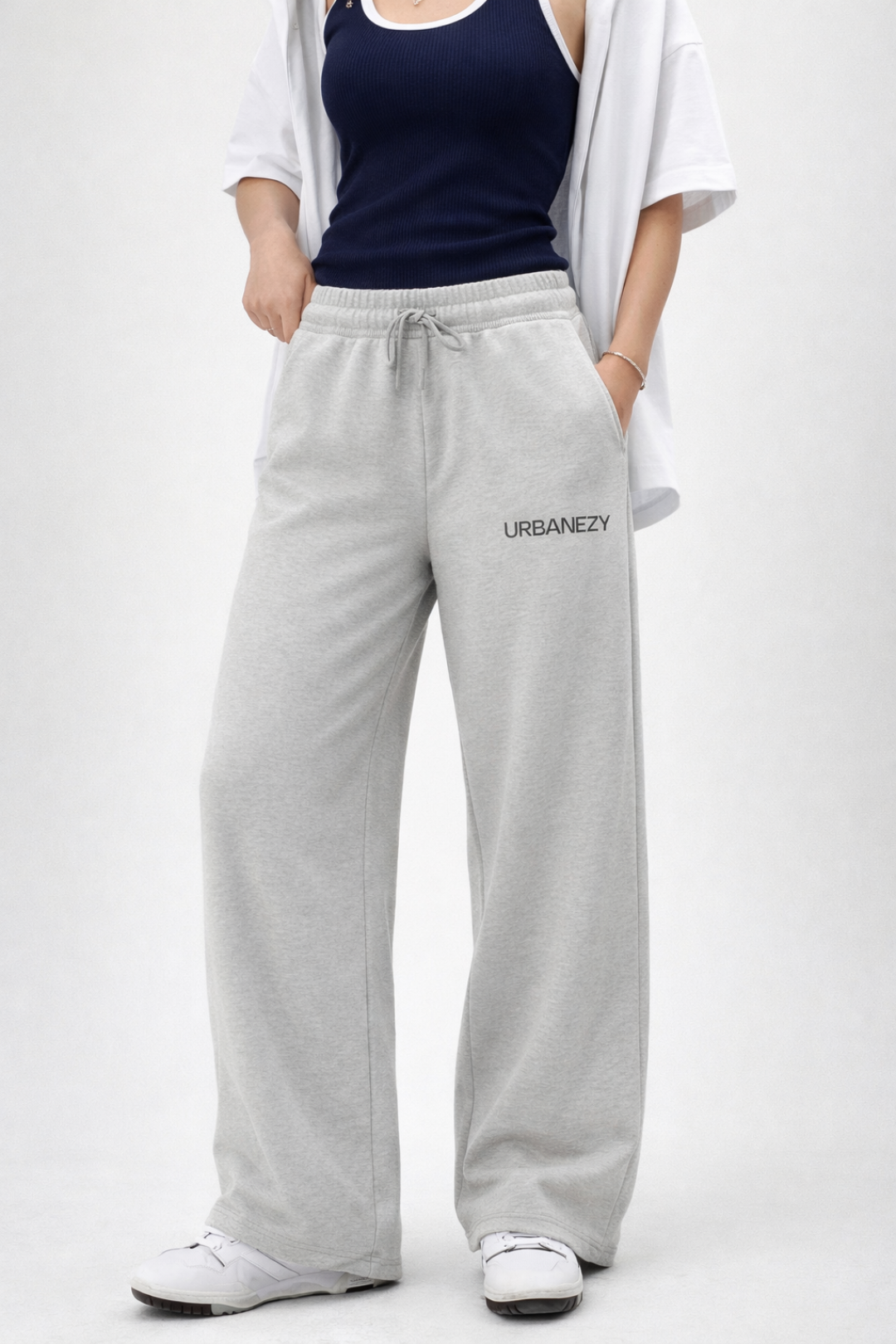 Grey Cotton Joggers for Women