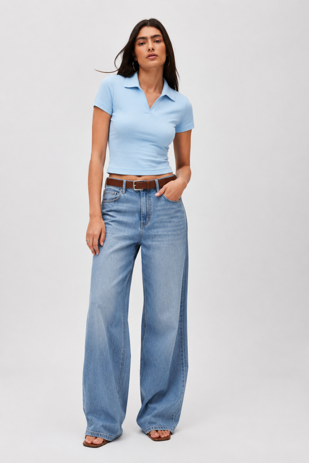 Women Skyla Blue Cotton Polo T-Shirt