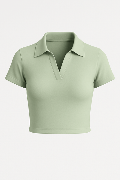 Women’s ribbed crop polo top India – casual summer fashion