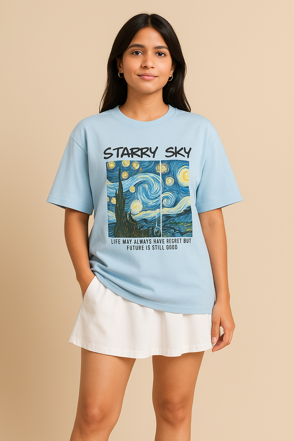 Women Beach vibes oversize t-shirt- Premium Cotton