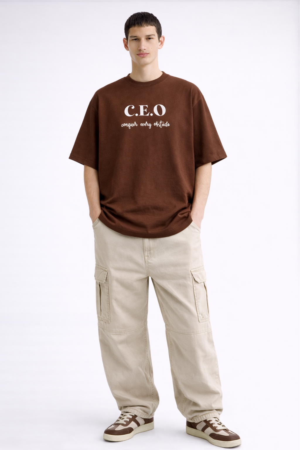 CEO Brown Oversized T-Shirt for Men - URBANEZY
