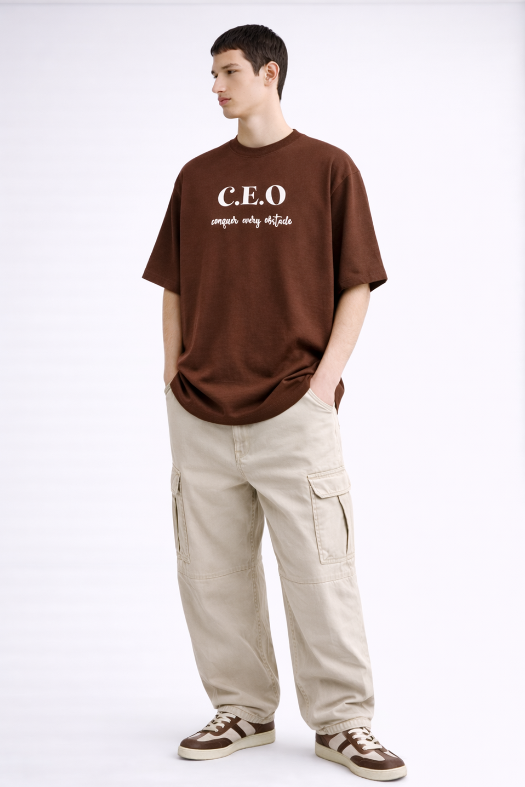 CEO Brown Oversized T-Shirt for Men - URBANEZY