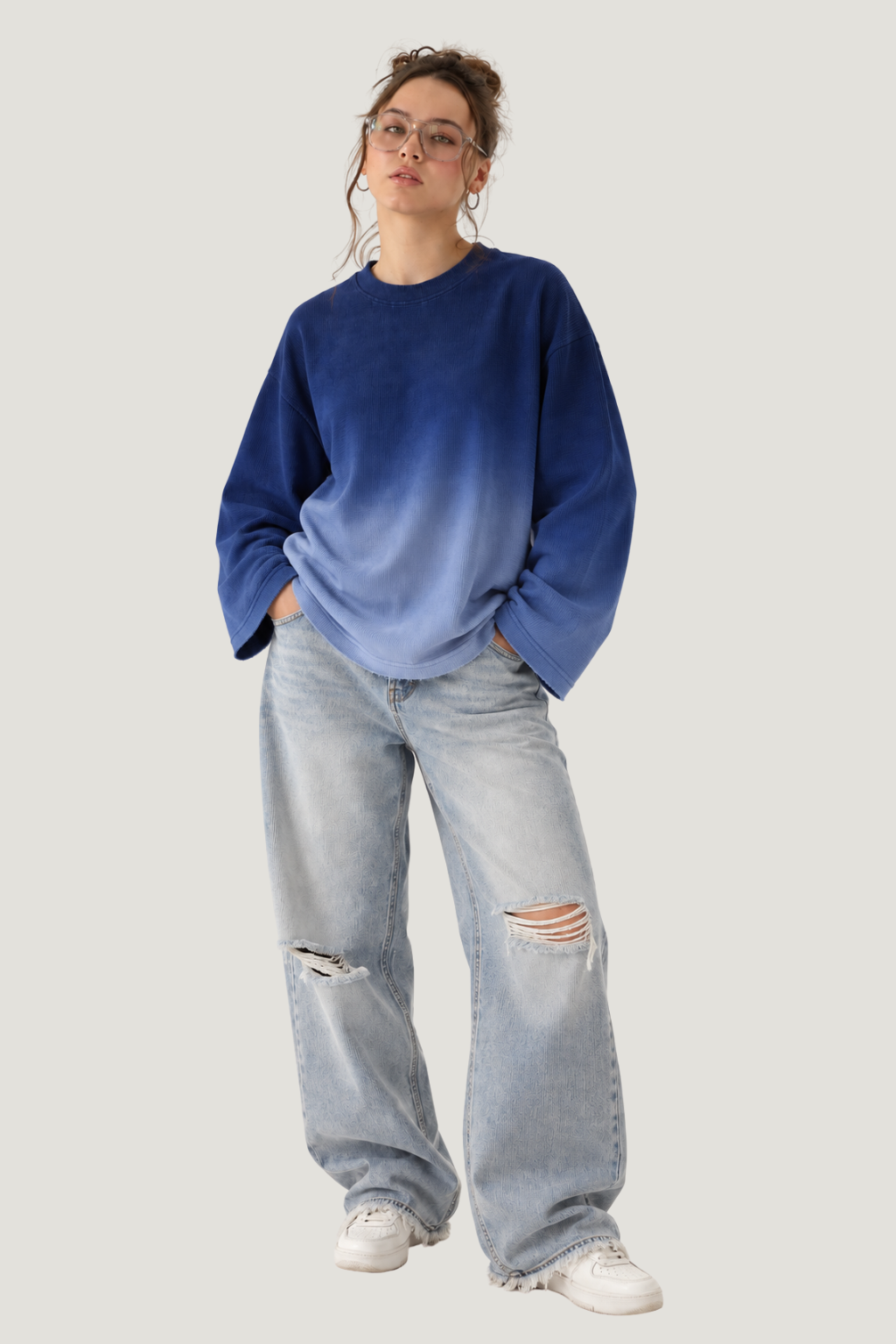 Blue Ombre Waffle T-shirt