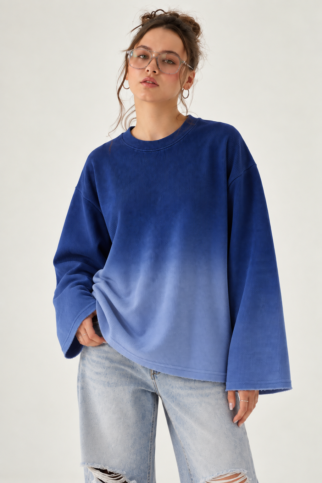 Blue Ombre Waffle T-shirt
