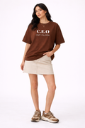 CEO Brown Oversized T-Shirt for Women