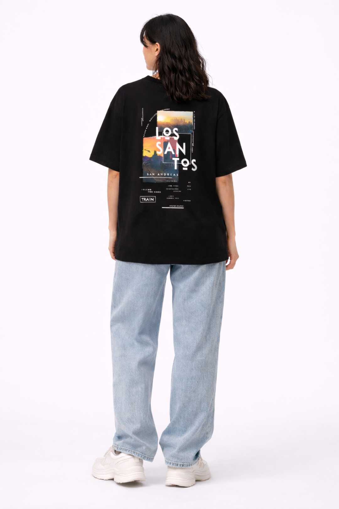 Los Santos Black Oversized T-Shirt- Women