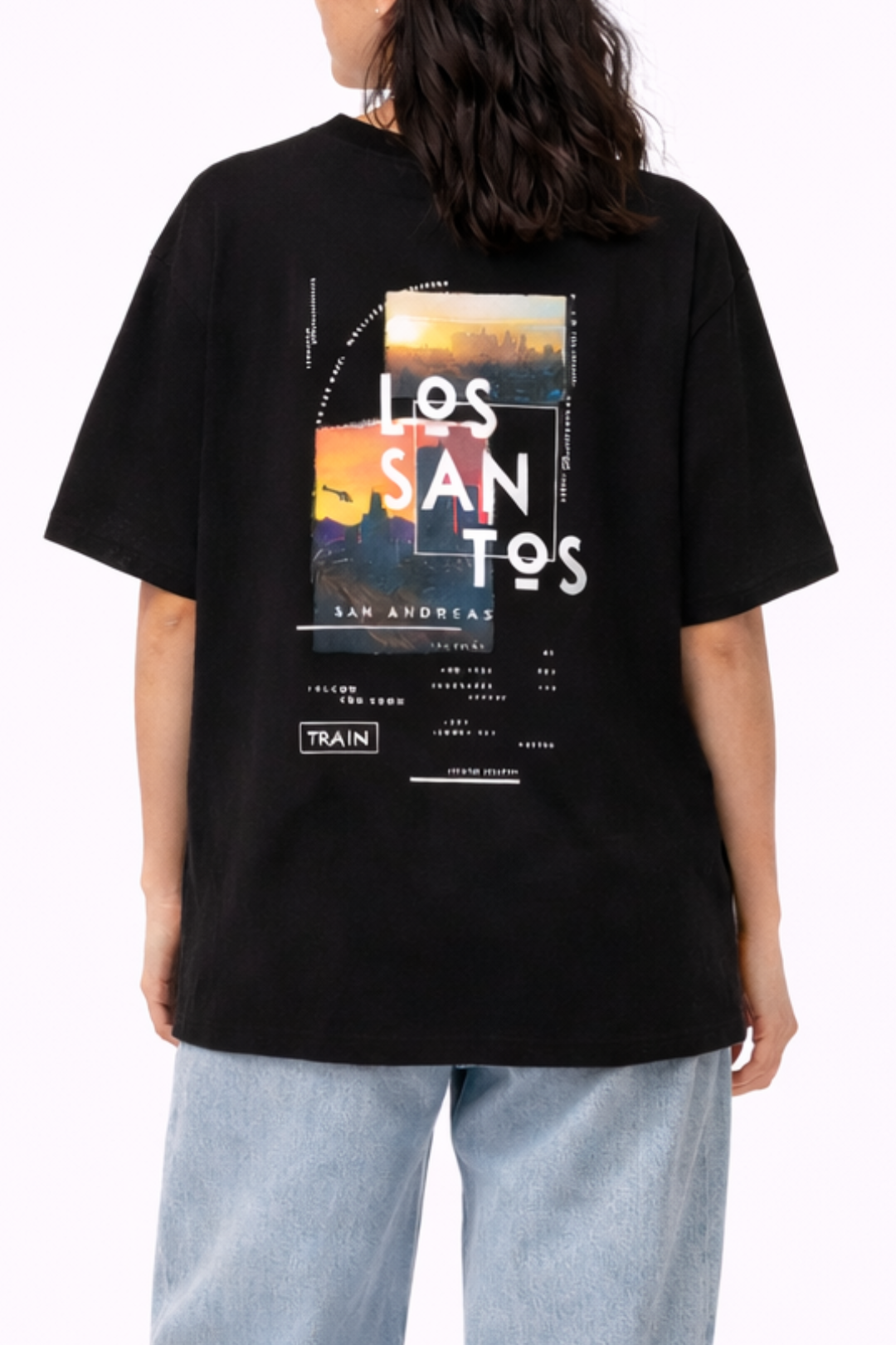 Los Santos Black Oversized T-Shirt- Women
