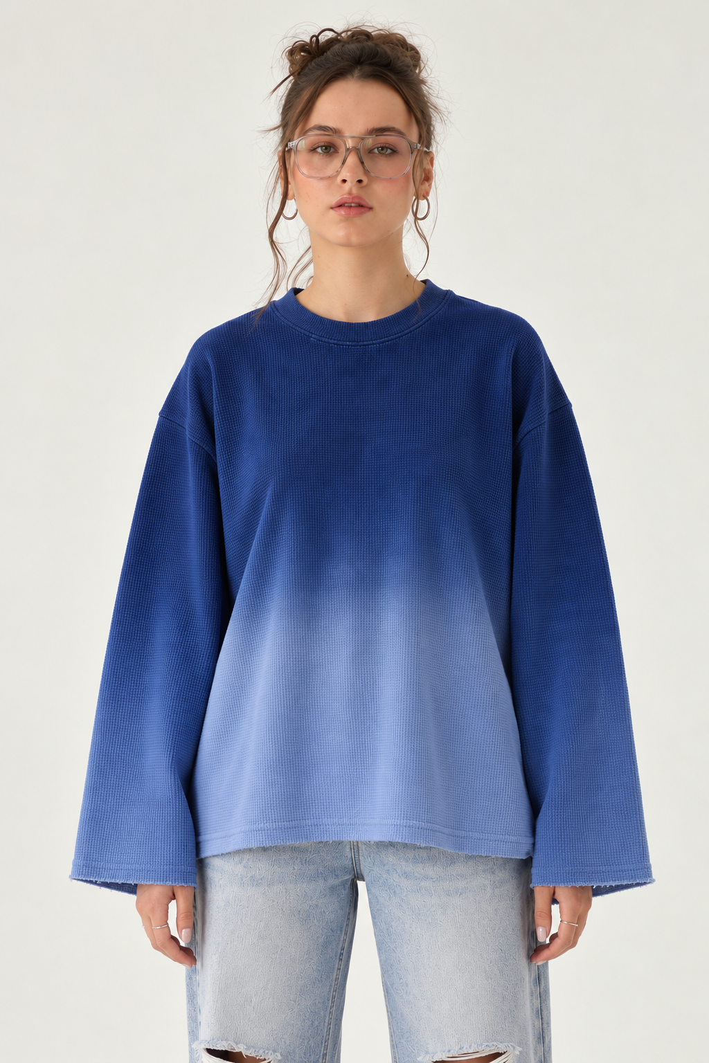 Blue Ombre Waffle T-shirt