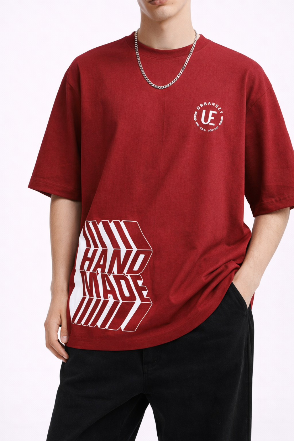 Red Hand Made Oversized T-shirt - Men