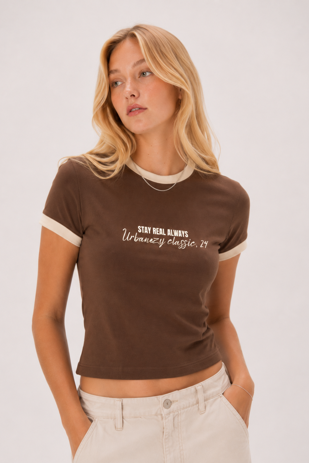 Brown Signature Ringer T-shirt