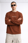 Brown Cotton Waffle Knit T-shirt- Men
