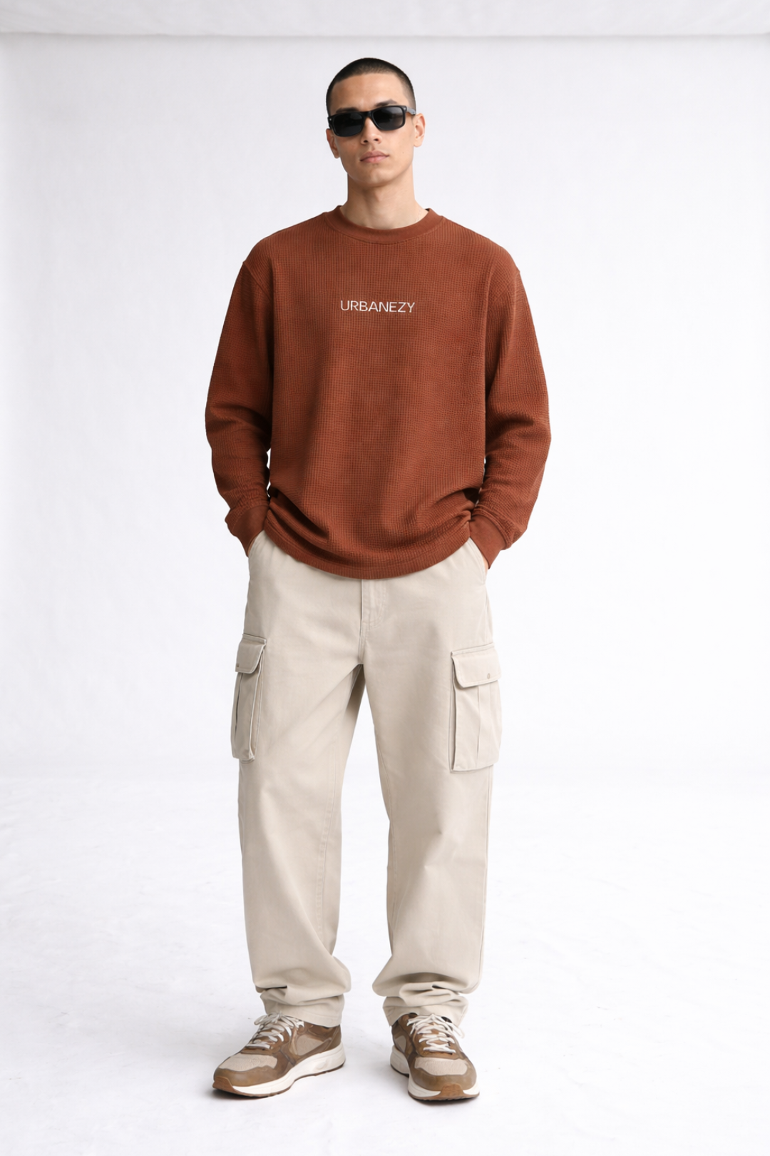 Brown Cotton Waffle Knit T-shirt- Men