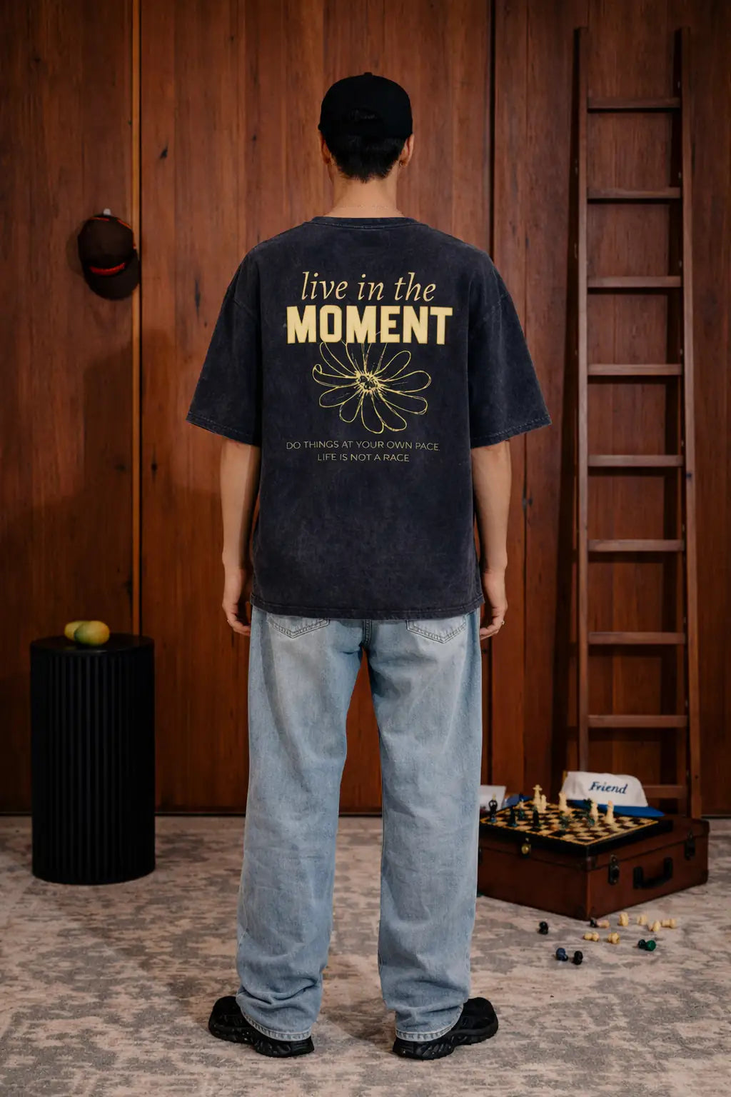 Black Live in the Moment Oversize t-shirt for Men