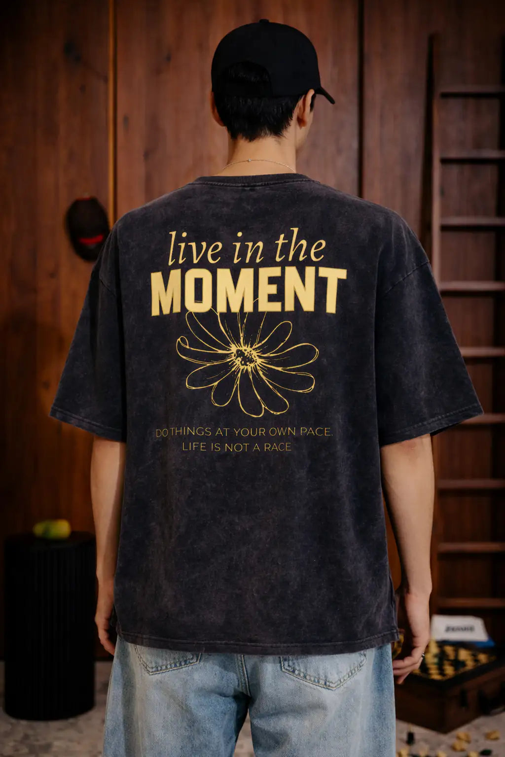 Black Live in the Moment Oversize t-shirt for Men