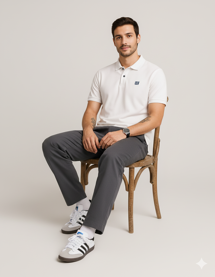 Men White Cotton Polo Neck T-Shirt– Urbanezy