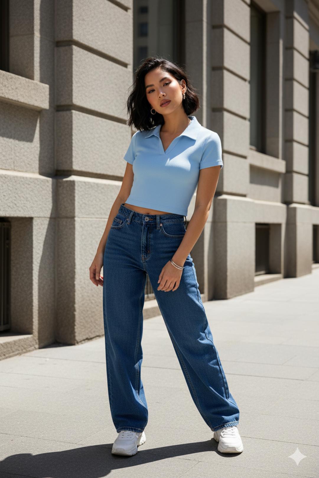 Women Skyla Blue Cotton Polo T-Shirt |Urbanezy