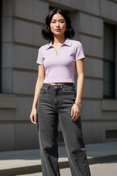 Women Skyla Blue Cotton Polo T-Shirt |Urbanezy