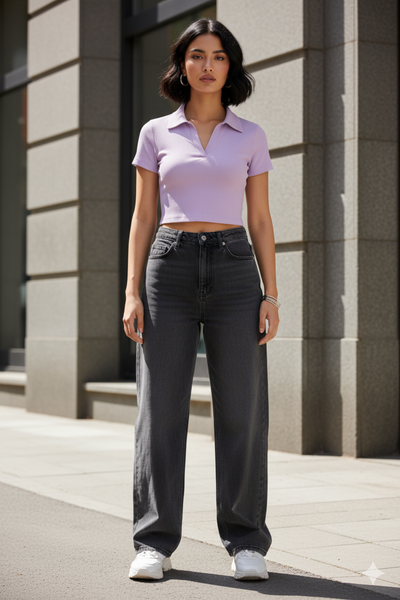 Women Lilac Cotton Polo T-shirt | Urbanezy