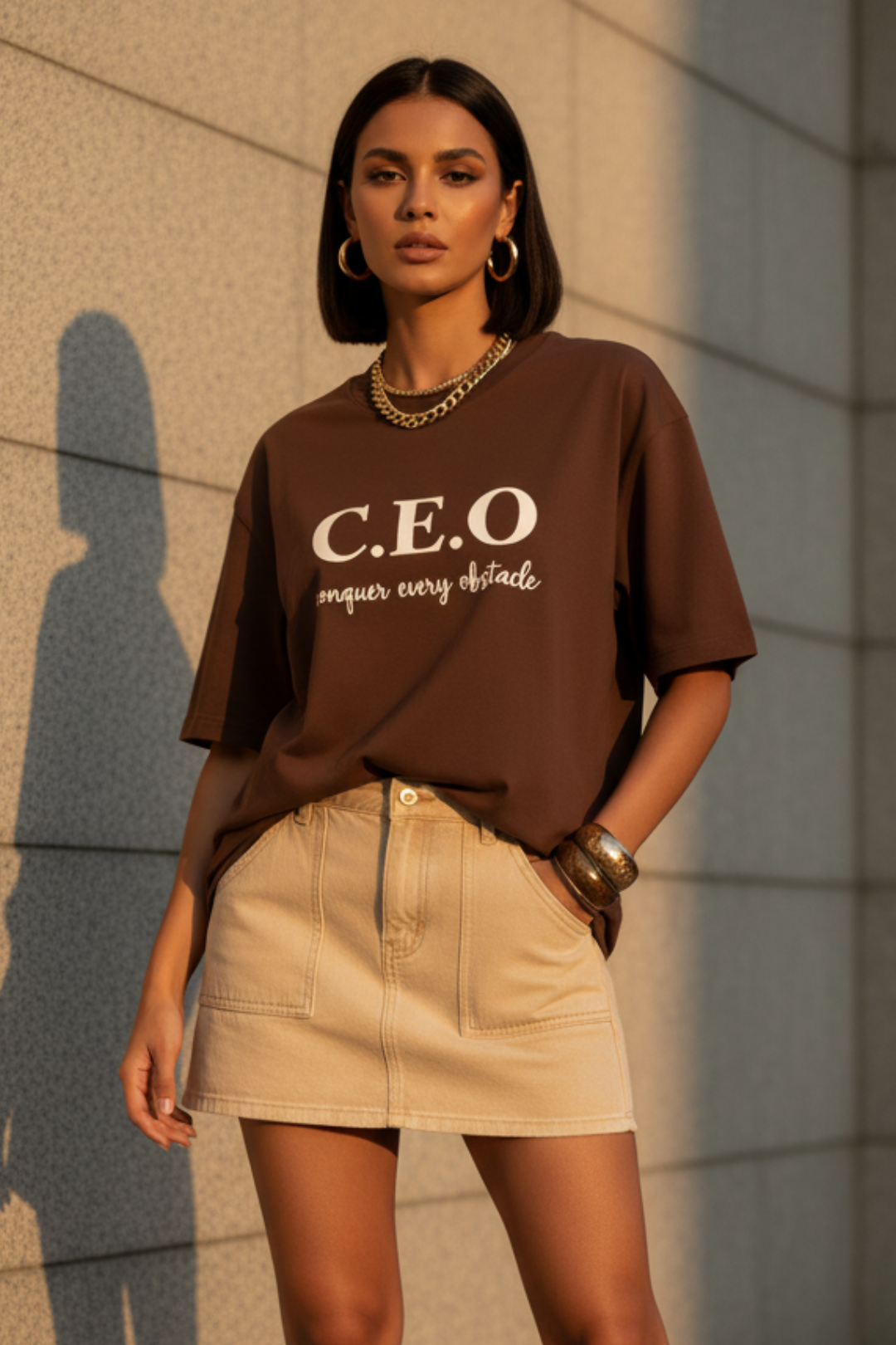 CEO Brown Oversized T-Shirt – Premium Cotton Unisex Fit
