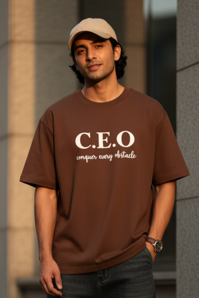 CEO Brown Oversized T-Shirt – Premium Cotton Unisex Fit