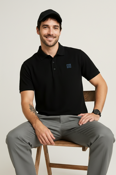 Men Black Cotton Polo Neck T-Shirt – Urbanezy