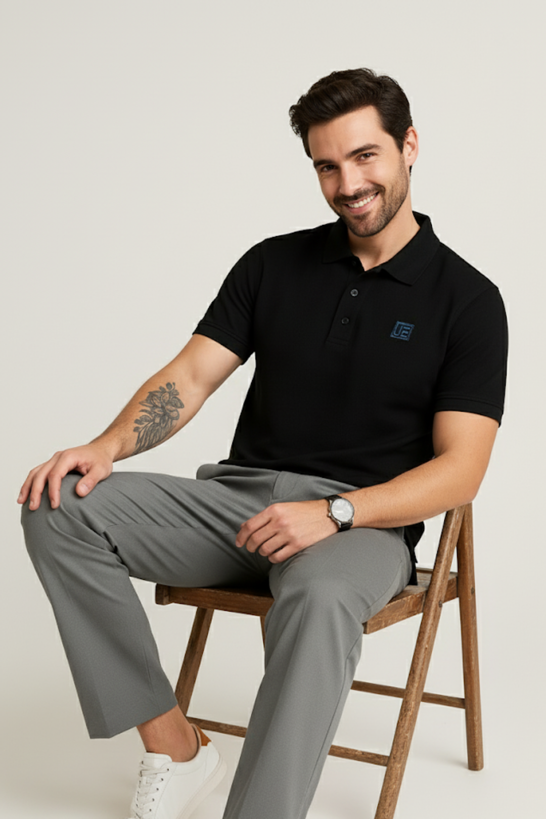 Men Black Cotton Polo Neck T-Shirt – Urbanezy