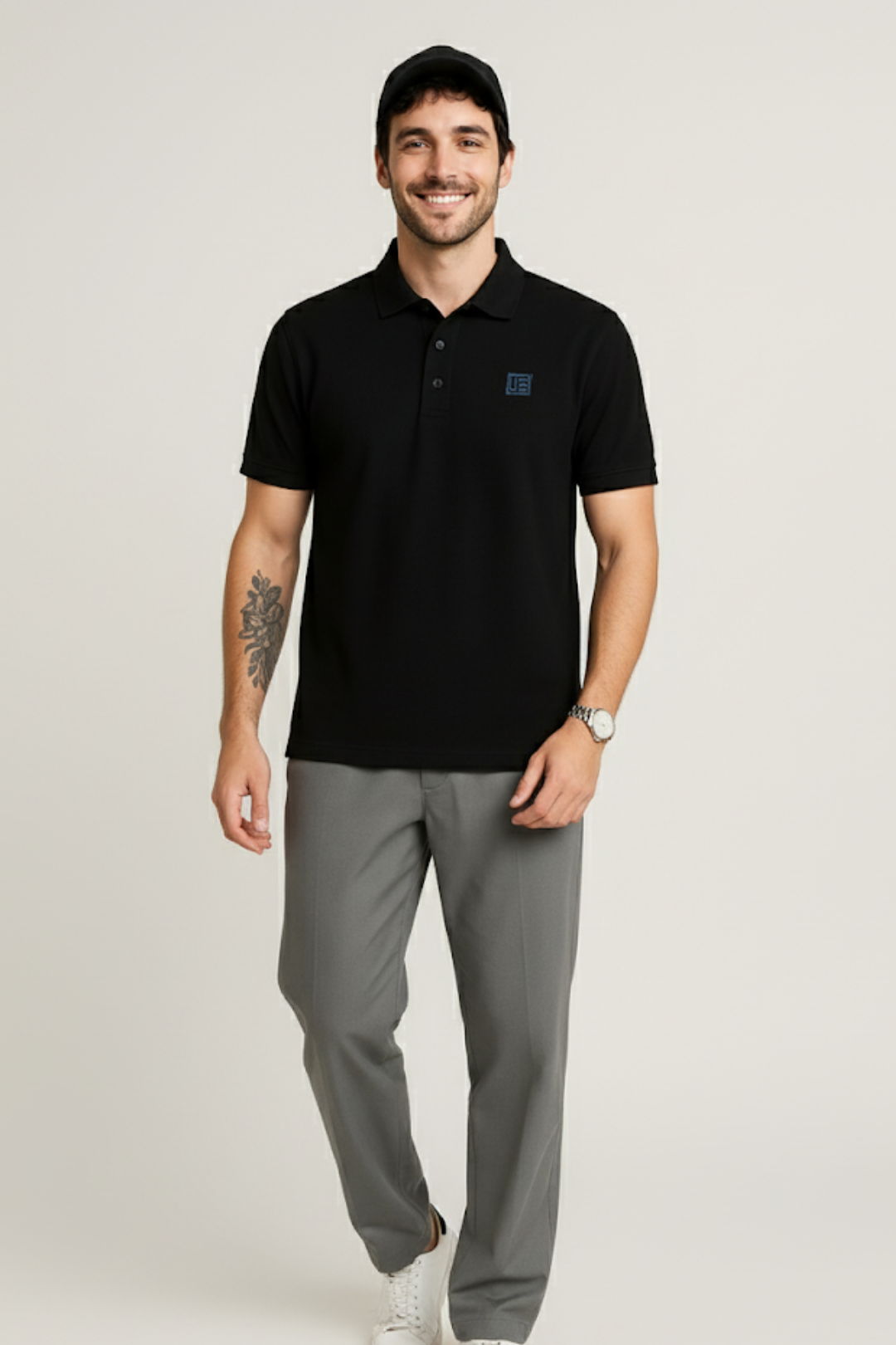 Men Black Cotton Polo Neck T-Shirt – Urbanezy