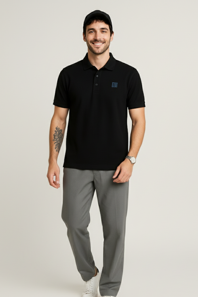 Men Black Cotton Polo Neck T-Shirt – Urbanezy