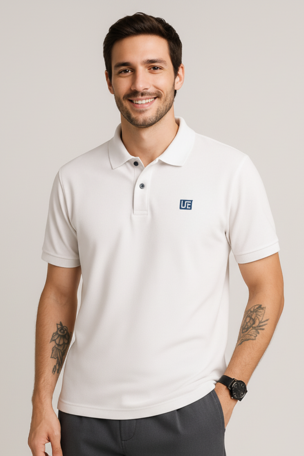 Cotton Blue Milanch Polo Neck T-Shirt