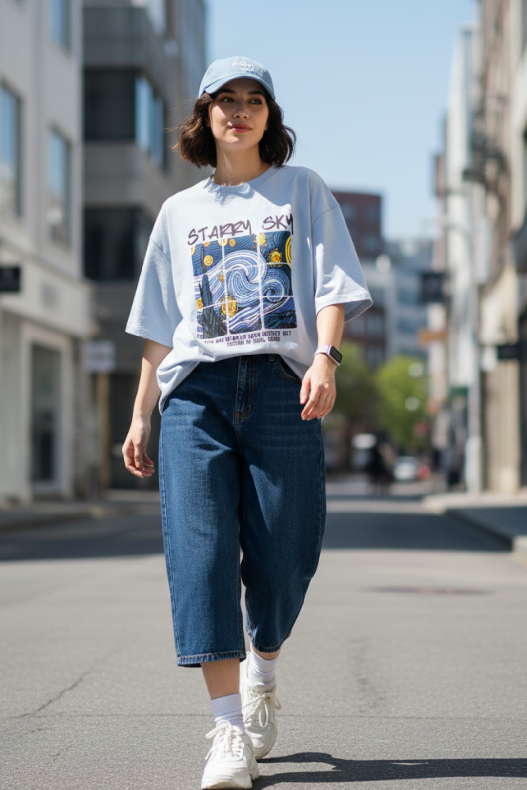 Women Starry Sky Oversize T-shirt- Premium Cotton