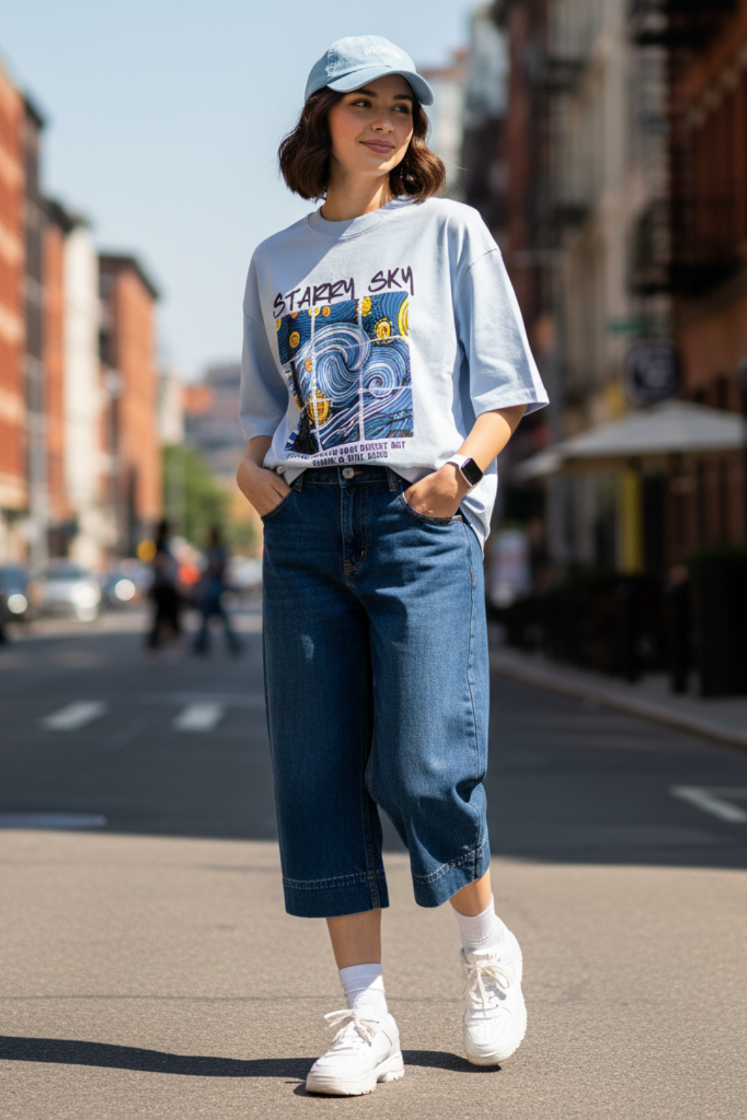 Women Starry Sky Oversize T-shirt- Premium Cotton