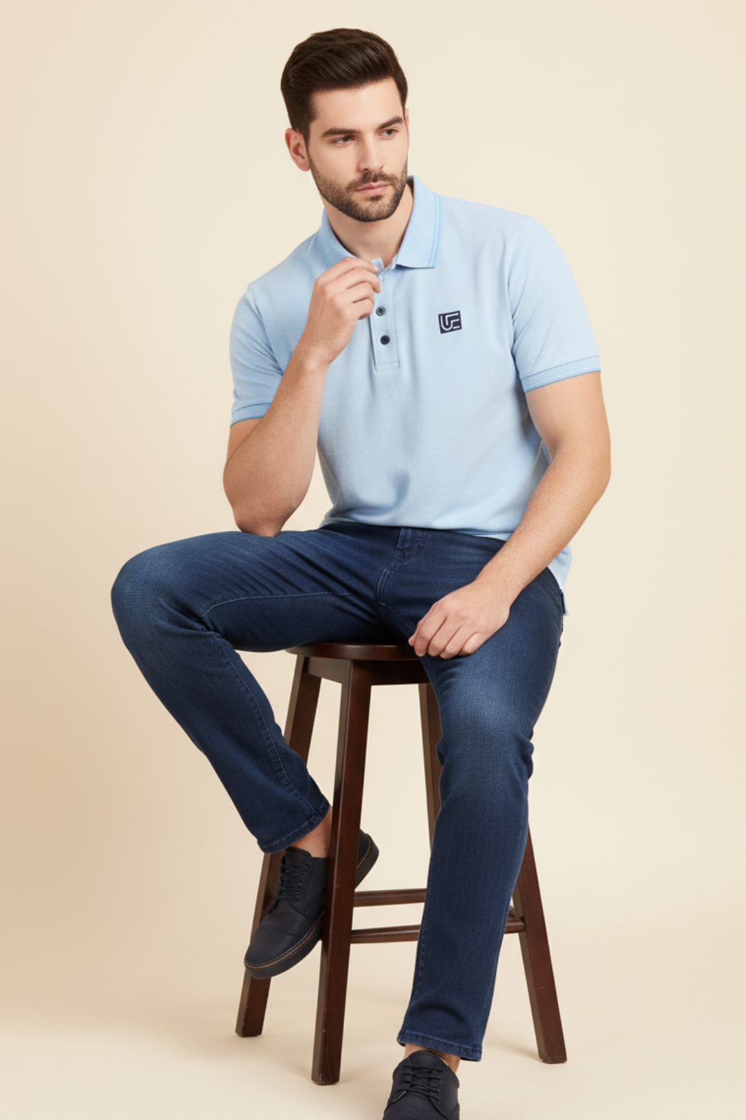 Men Blue Milanch Polo Neck T-Shirt – Cotton Blend