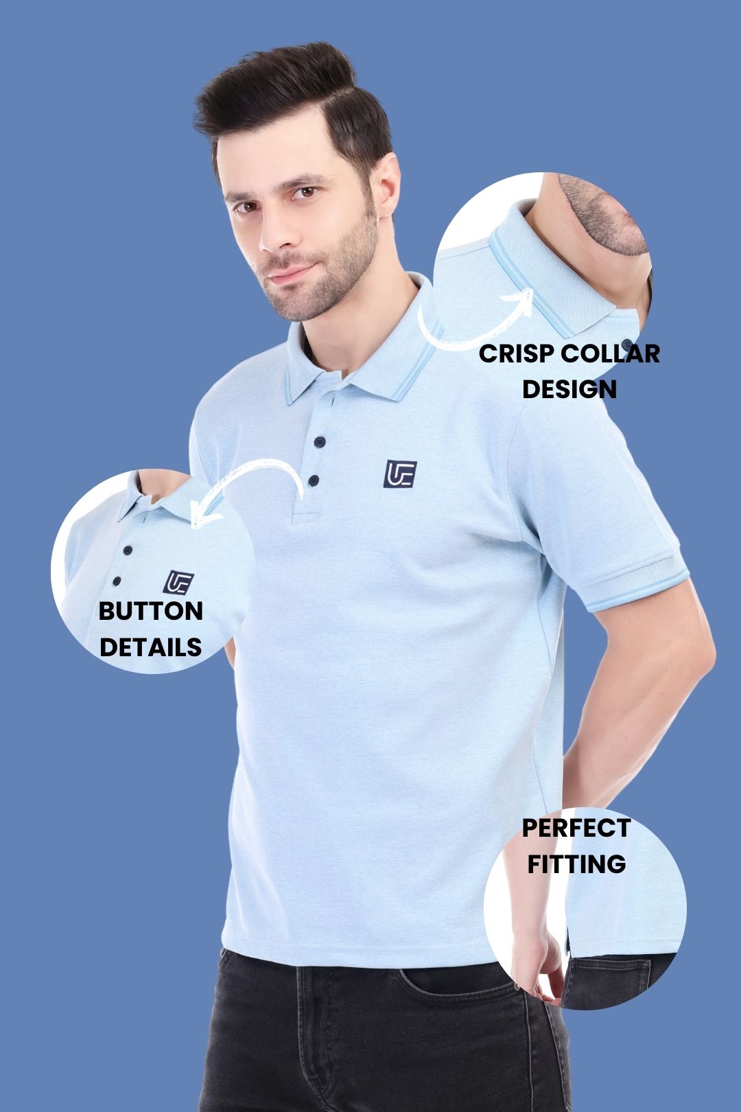 Blue Milanch Polo neck t-shirt
