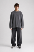 Grey Waffle knit t-shirt- Acid wash