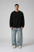Black Henly T-shirt for Men- Waffle knit