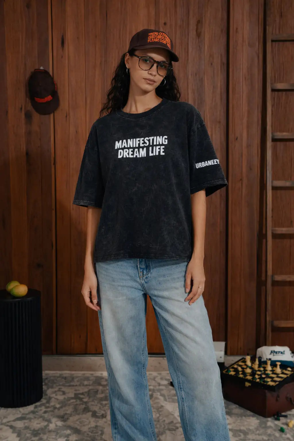 Black Manifesting Dream Oversize t-shir for Women