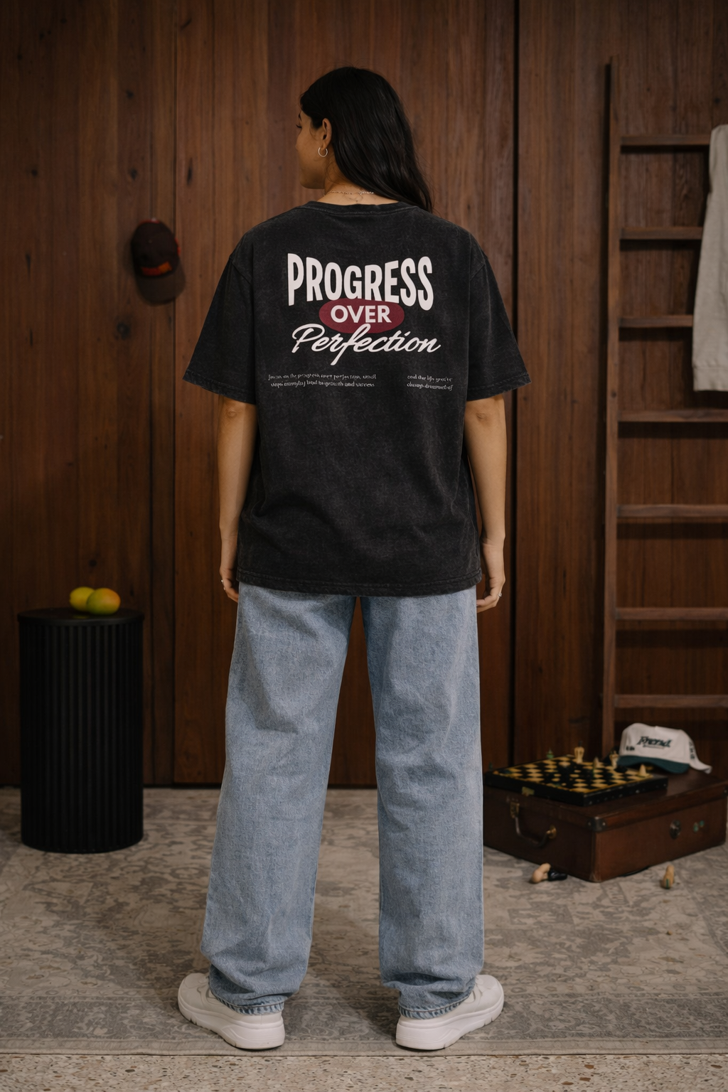 Progress Daily Oversize T-shirt for Women – Black Acid Wash