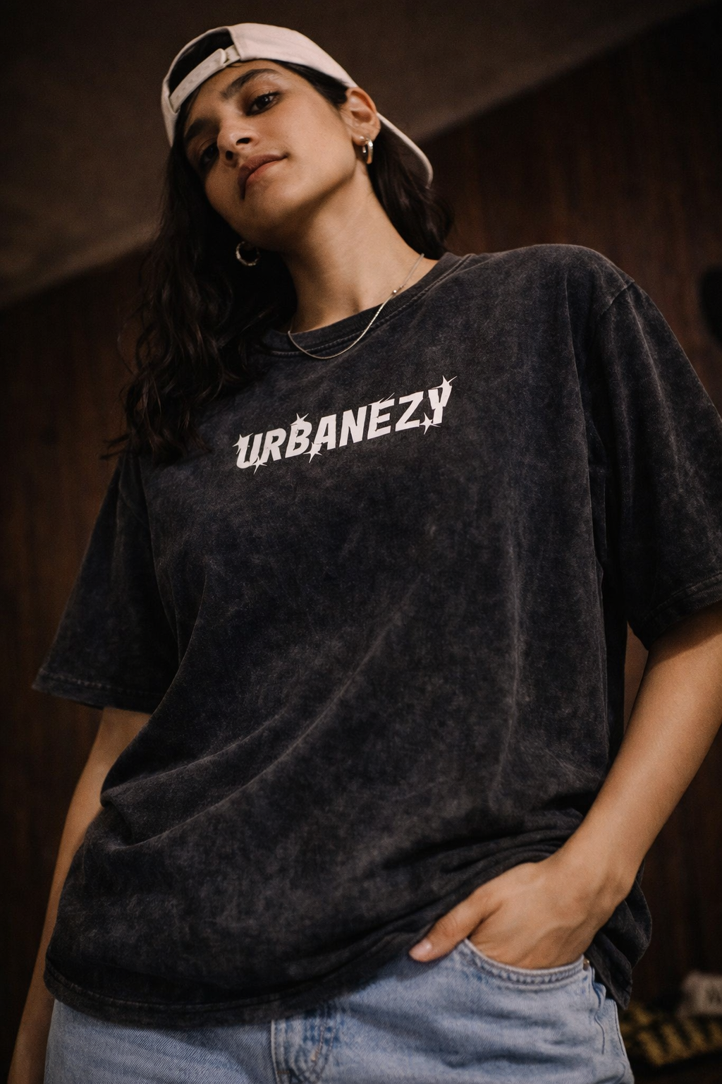 Progress Daily Oversize T-shirt for Women – Black Acid Wash