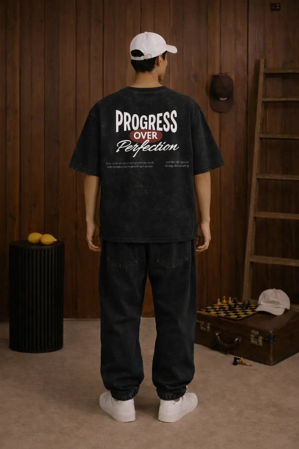 Black Progress Daily Oversize T-shirt for Men