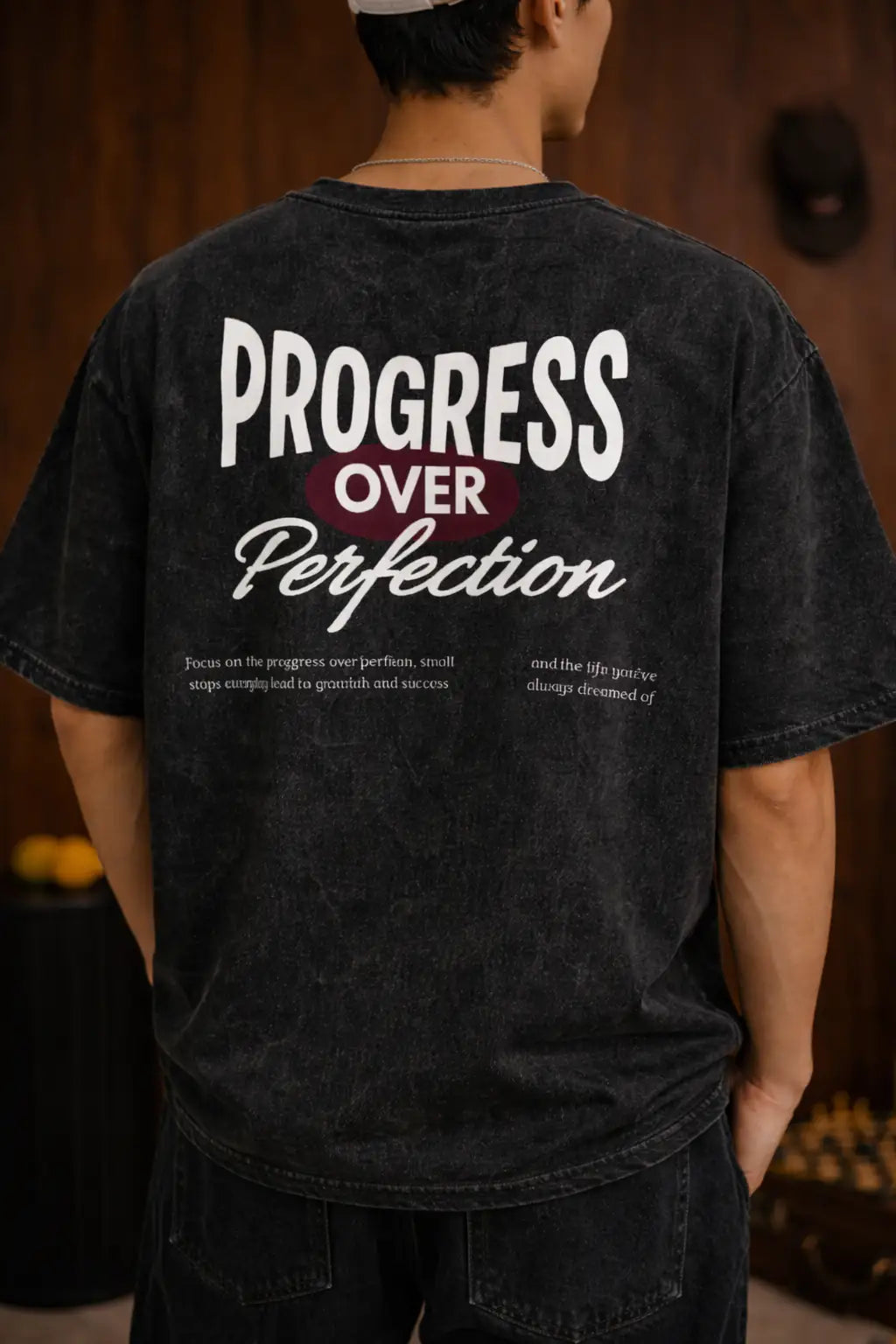 Black Progress Daily Oversize T-shirt for Men