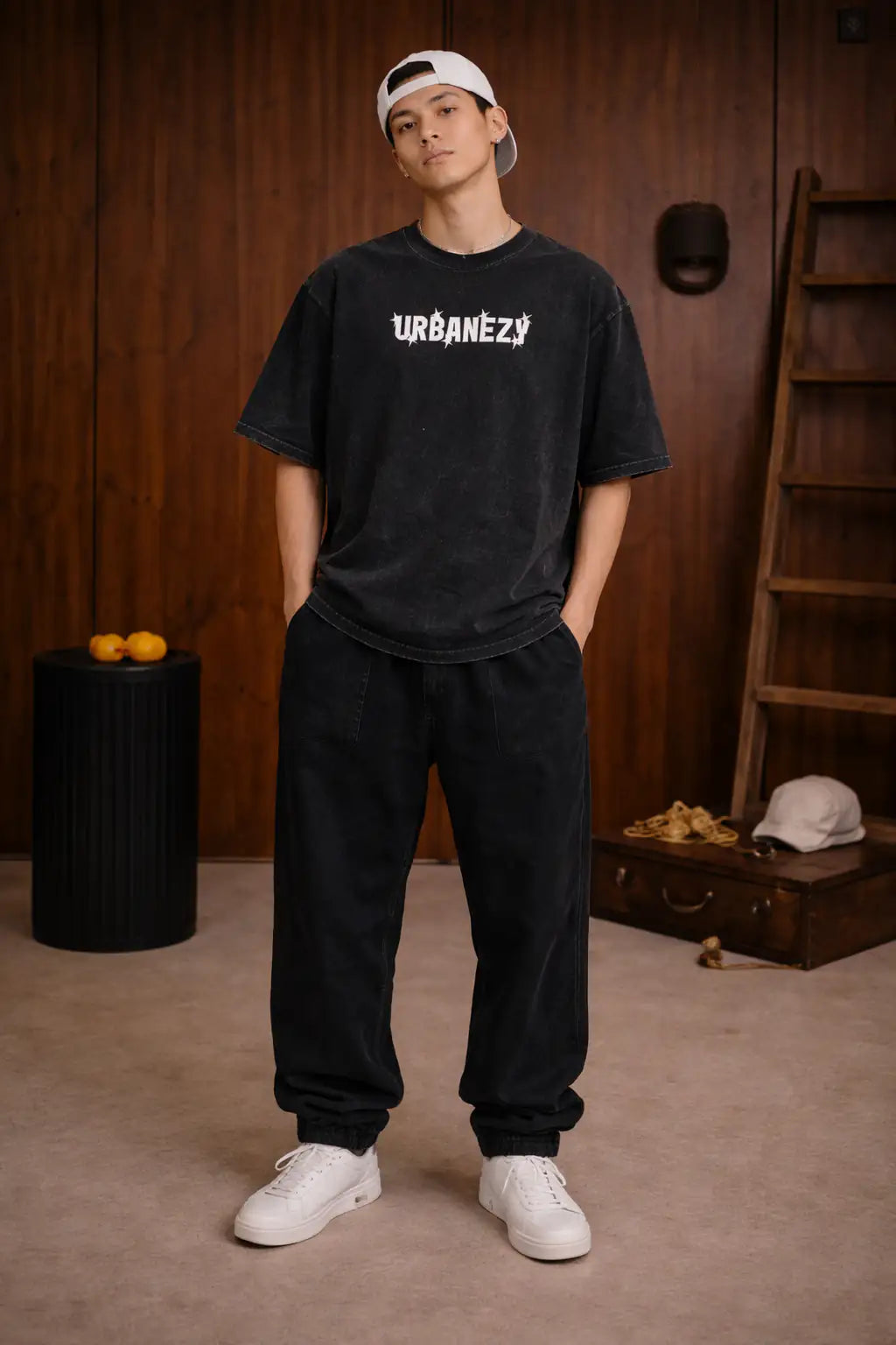 Black Progress Daily Oversize T-shirt for Men