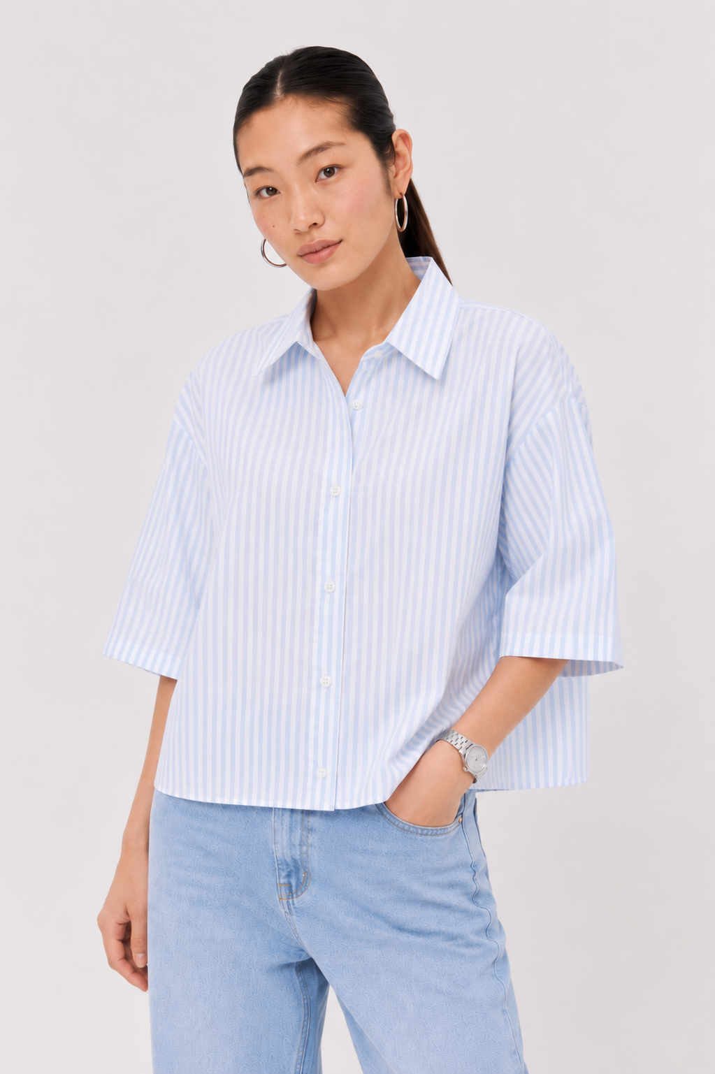 Blue Cotton Oxford Shirt