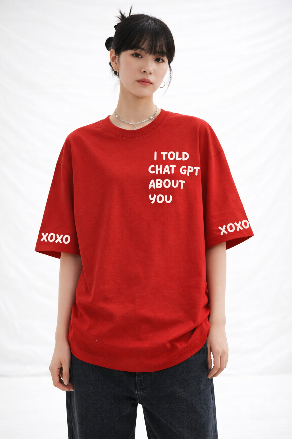 Cotton oversized t-shirt for women with modern print by Urbanezy India clothing